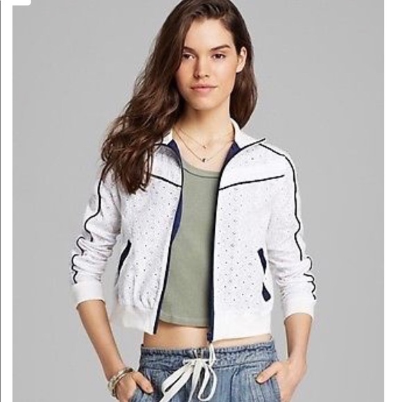 Free People Jackets & Blazers - Free People Eyelet Embroidered Track Jacket Zip-Up